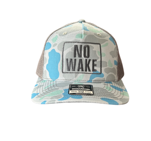 NO WAKE BLUE CAMO TRUCKER